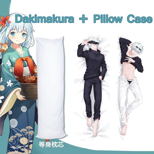 pillow anime jujutsu kaisen dakimakura body hugs inner insert gojo satoru pillowcase sleeping long bed cushion
